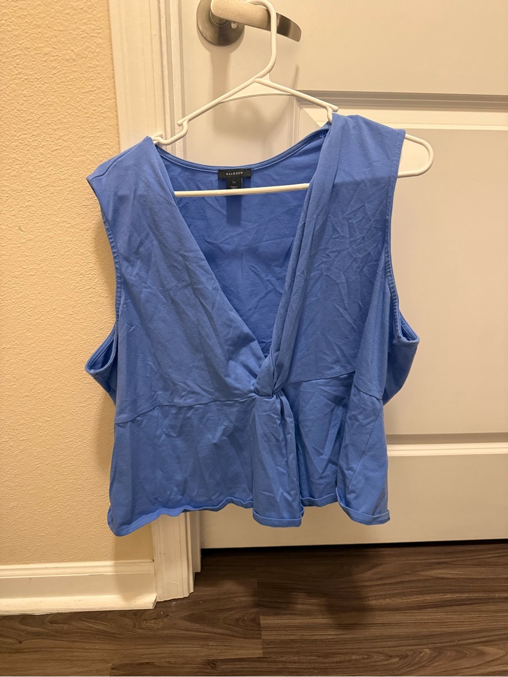 Halogen Periwinkle Blue Sleeveless Tie-Front V-Neck Tank